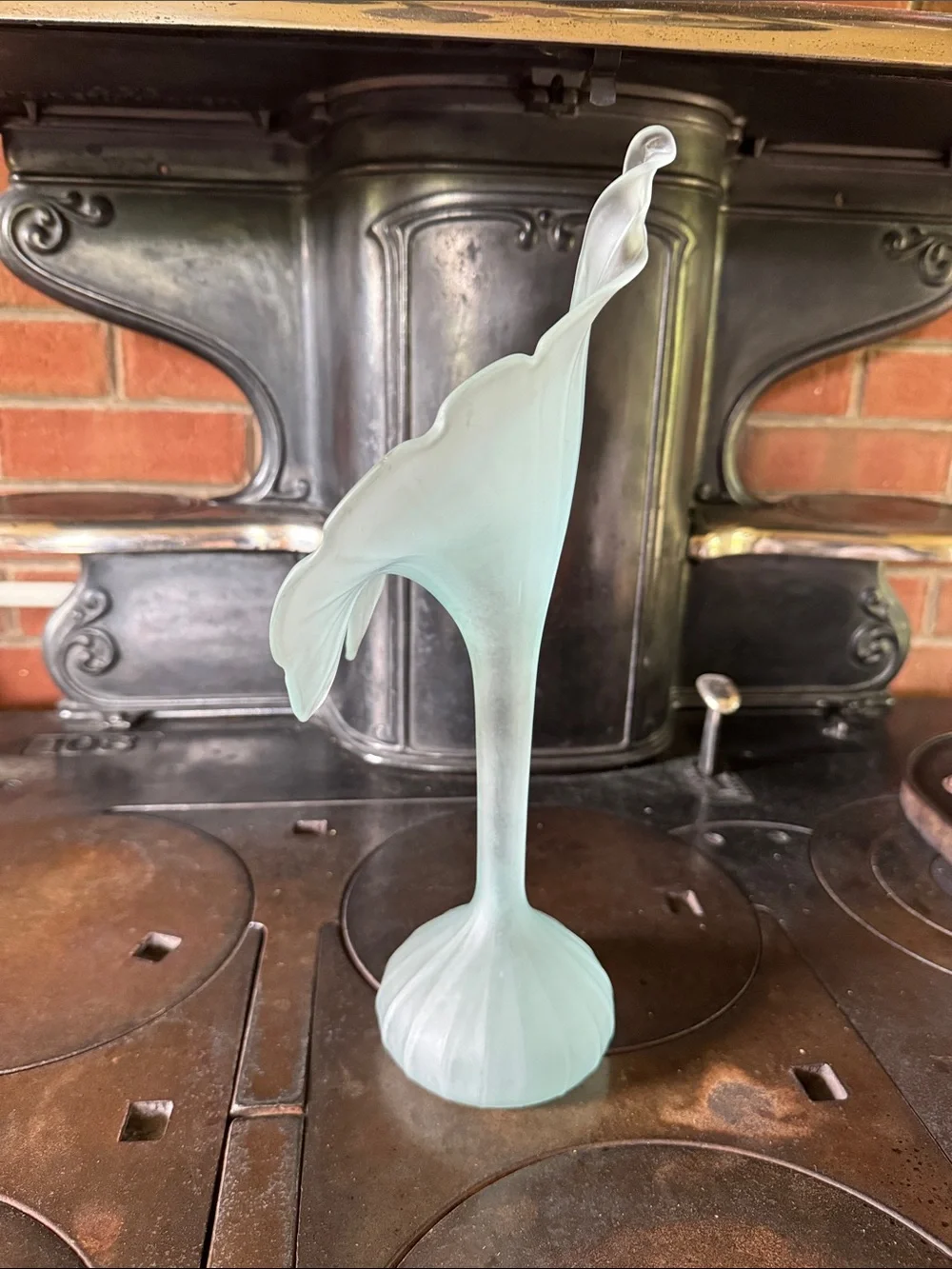 Seafoam Satin Glass Flower Vase